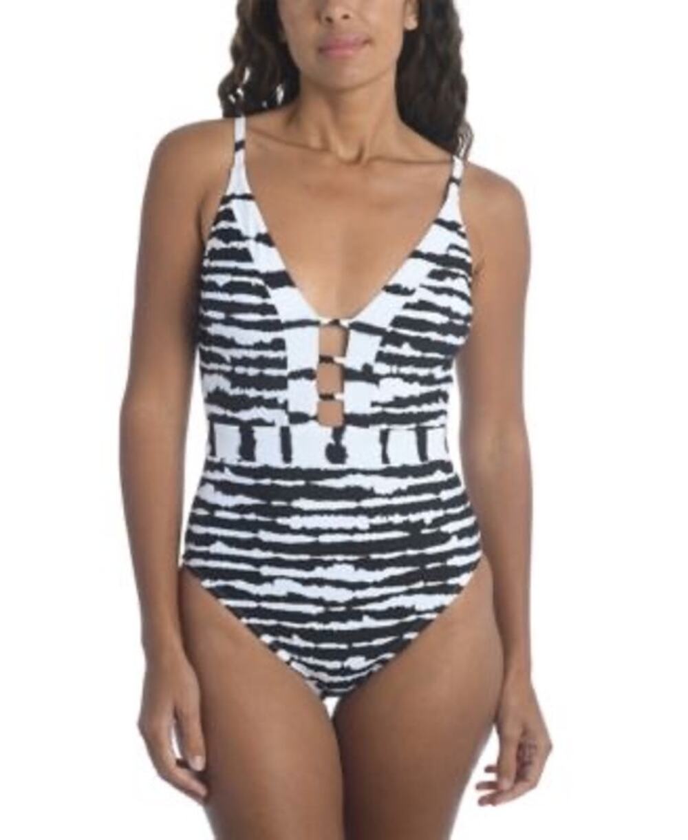 La Blanca Striped One Piece Swimsuit Size Small NEW